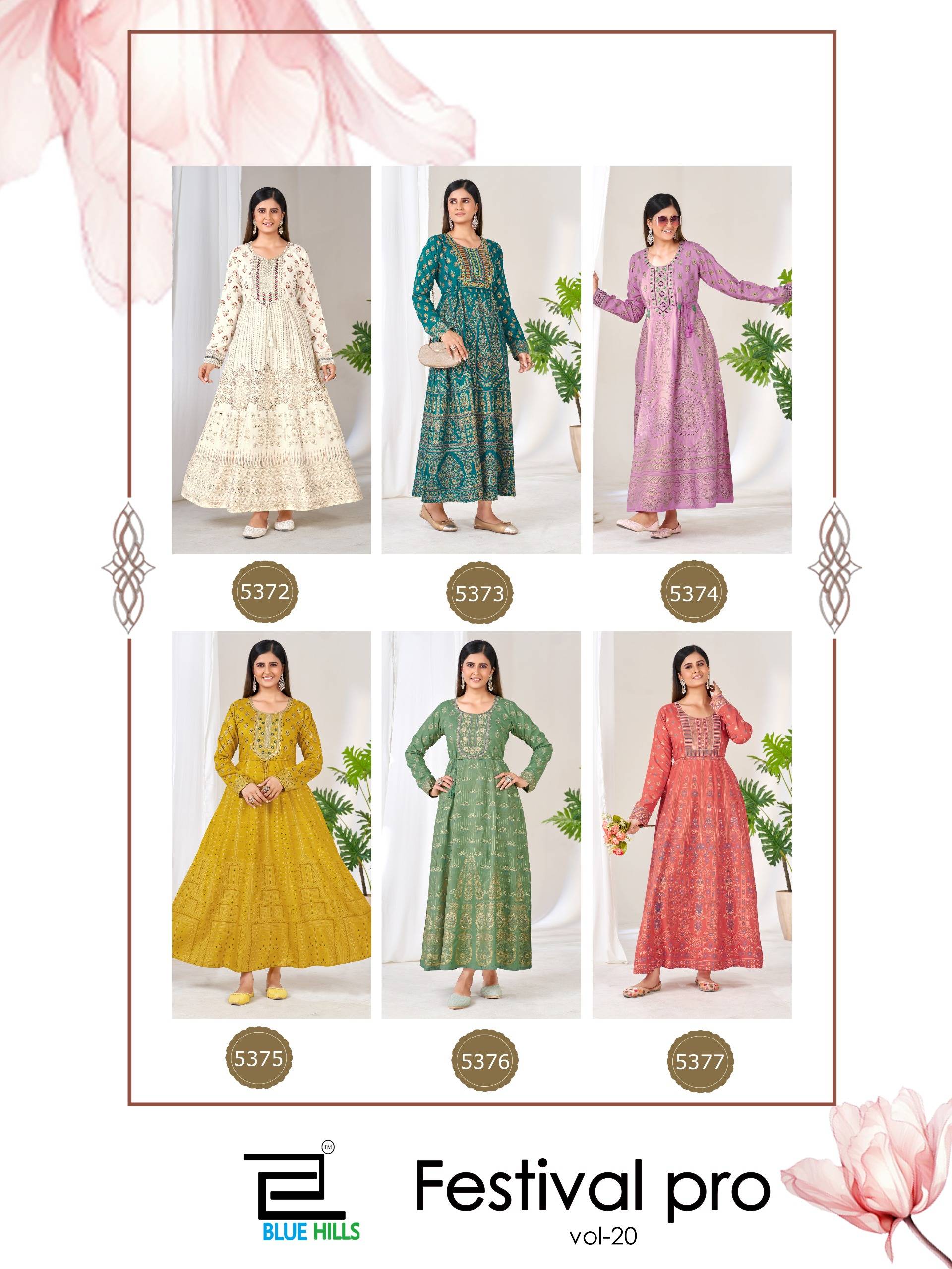 Festival Pro Vol.20 By BLUE HULLS Designer Ethnic Wear Collection Rayon Kurtis At Wholesale Price